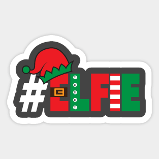 #Elfie Funny Christmas Elfie Elf Selfie Picture Holiday Pun Sticker